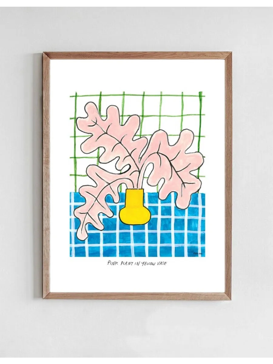 Pink Plant in Yellow Vase