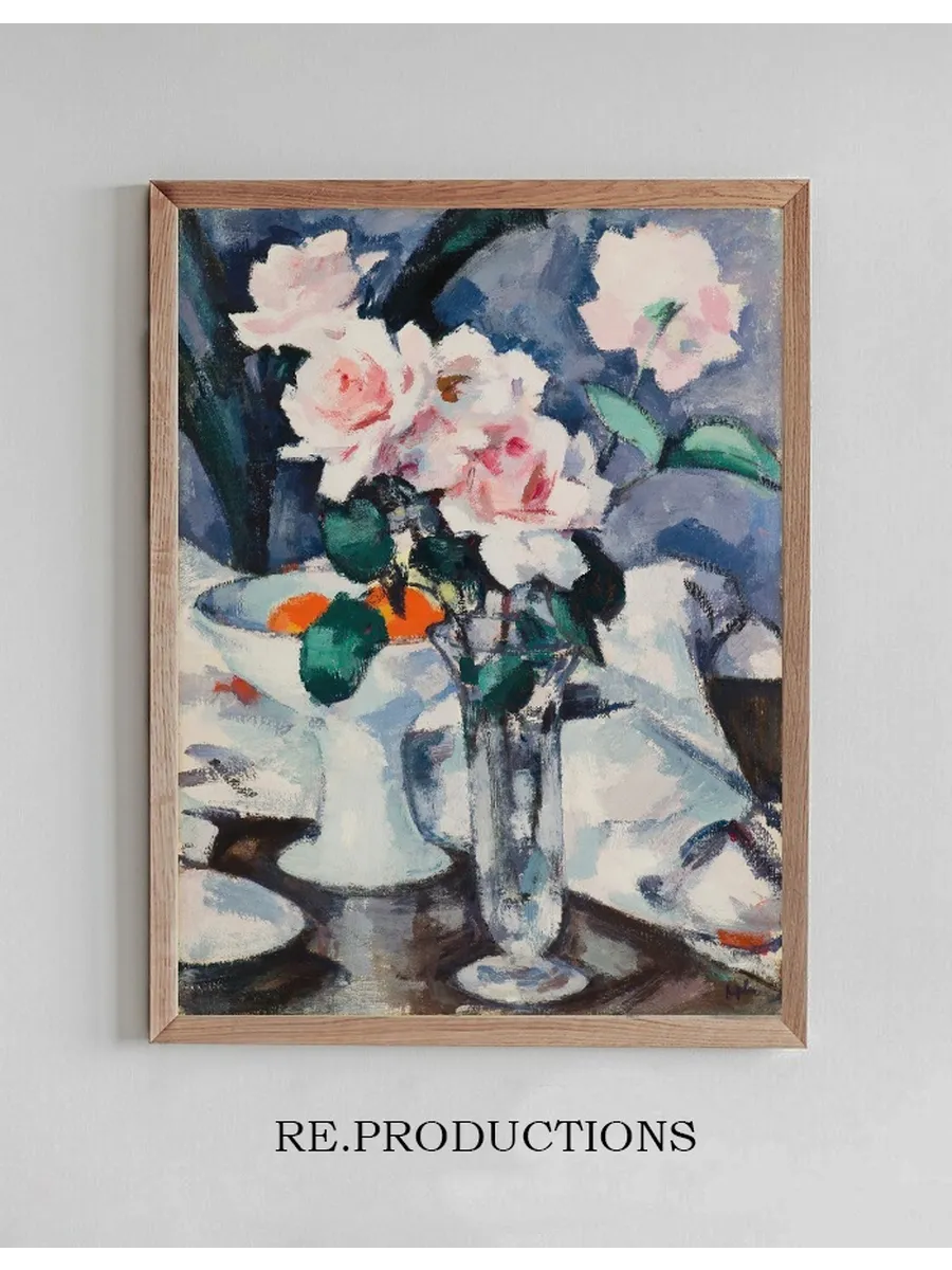Pink Roses in a Glass Vase