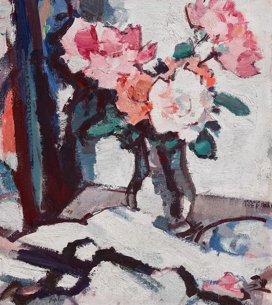 Pink Roses in a Glass Vase