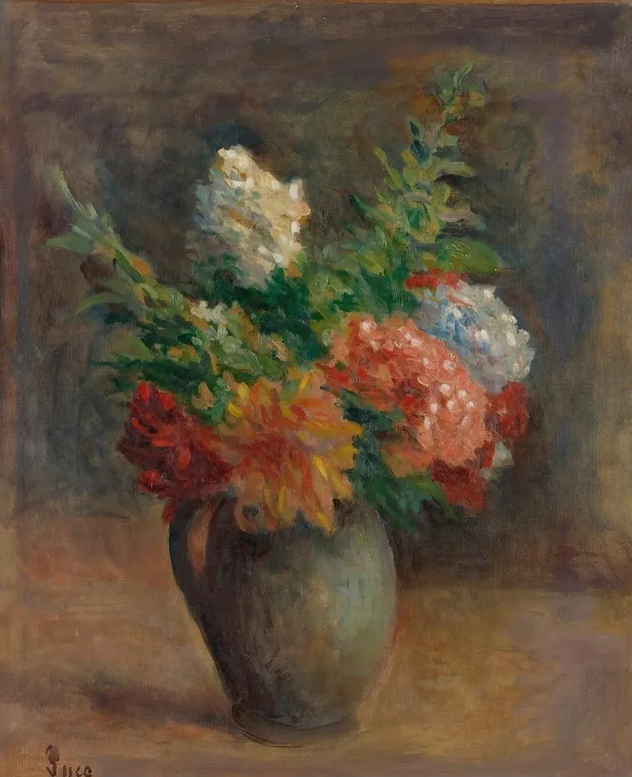Pivoines, G raniums Et Lilas Blancs