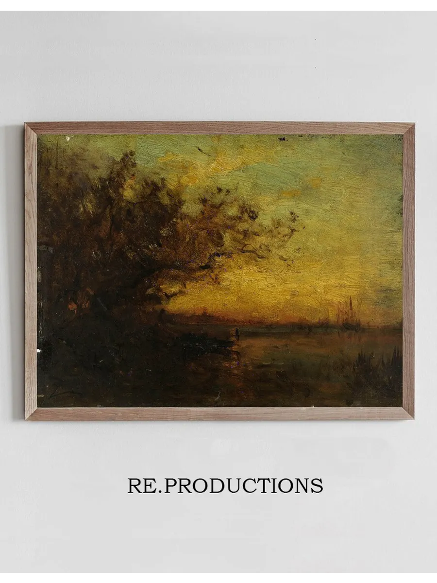 Plan D Eau, Soleil Couchant. Au Revers Deux Tudes
