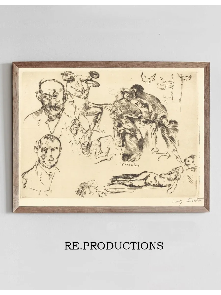Plate of Sketches, Including One of Max Liebermann