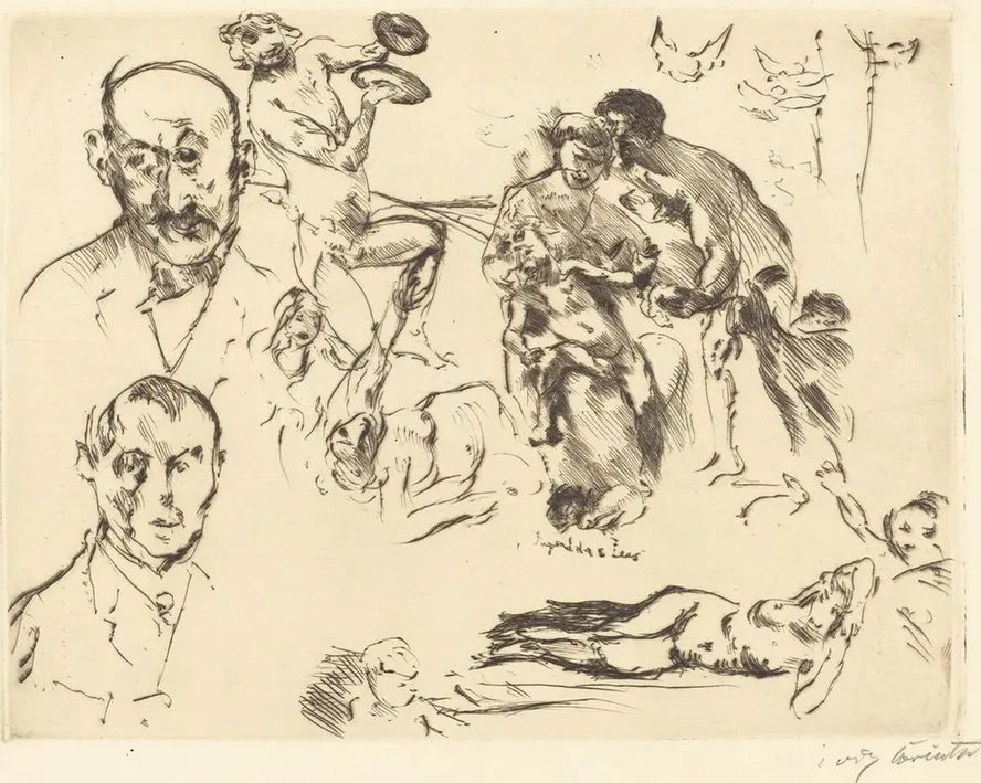 Plate of Sketches, Including One of Max Liebermann