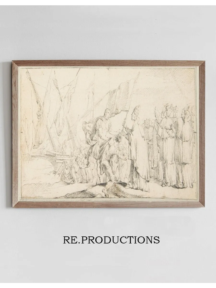 Pope Handing a Banner to a Crusader, with Ships in the Background