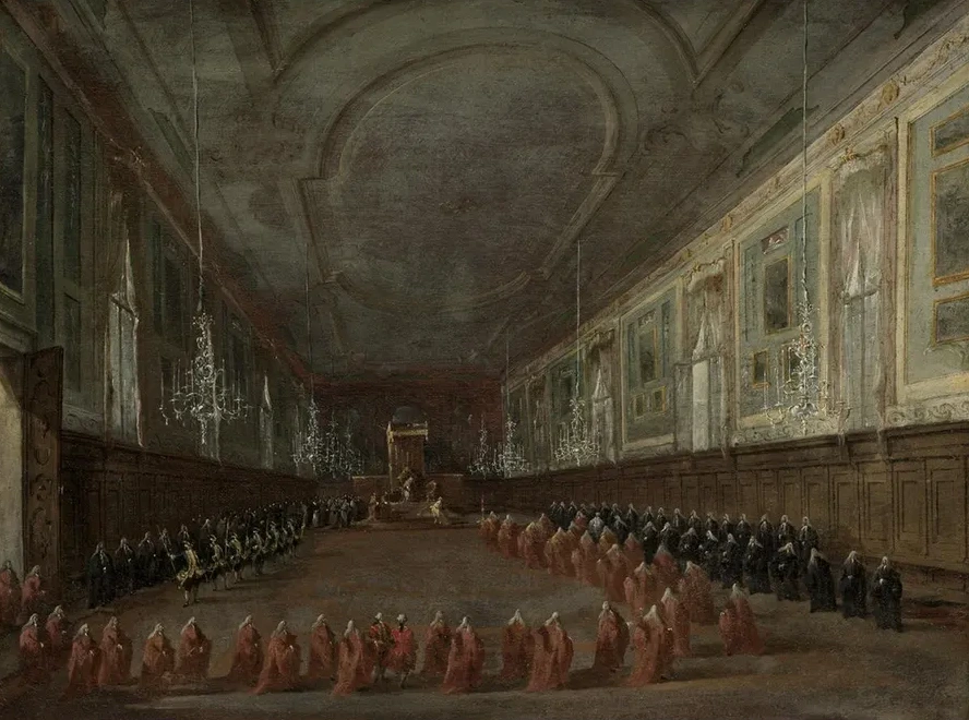Pope Pius VI Descending the Throne to Take Leave of the Doge in the Hall of SS. Giovanni e Paolo, 1782