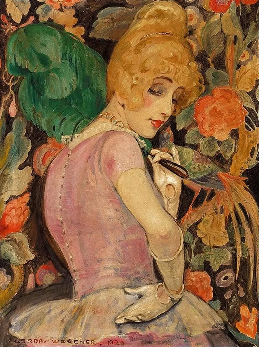 Portr T af LILI Elbe Med Green Fjervifte