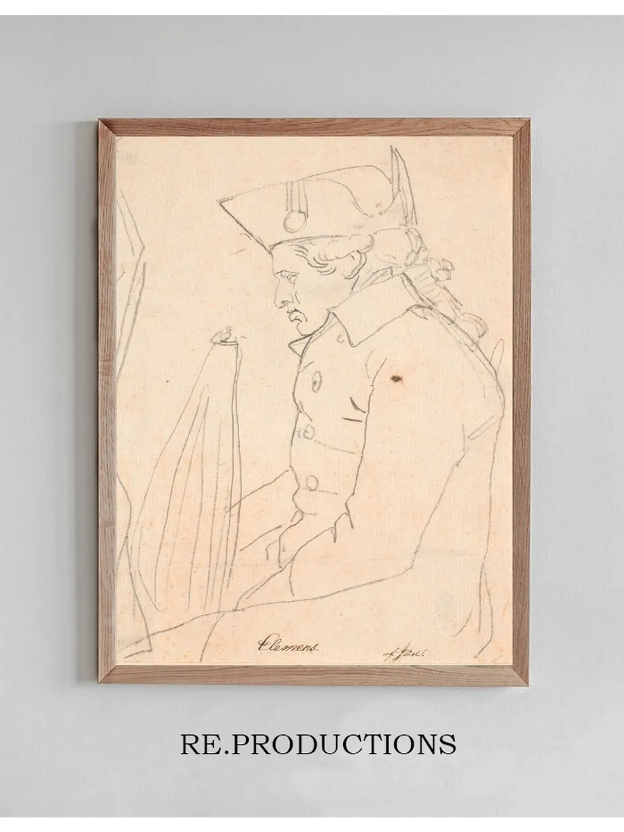 Portr T af Kobberstikkeren J.f.clemens. Trekvartfigur Siddende I Profil Mog Venstre