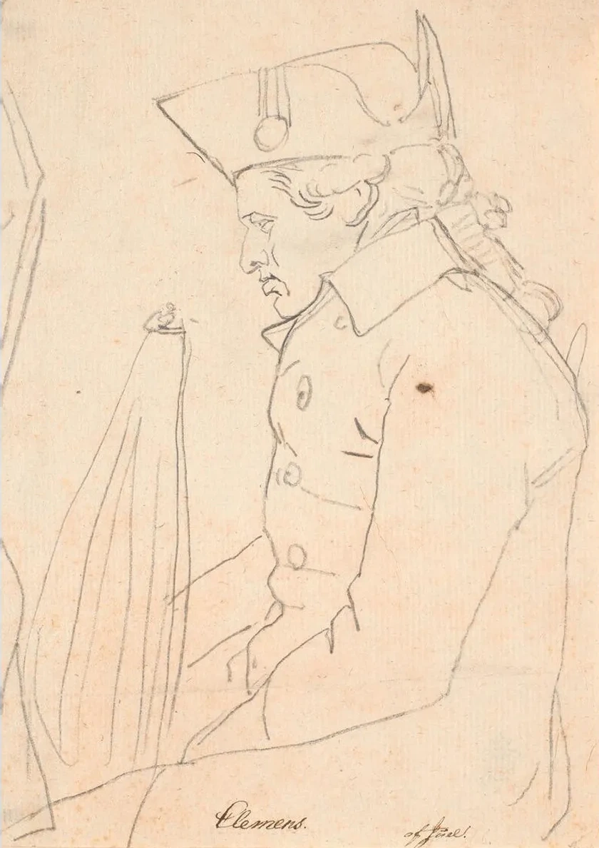 Portr T af Kobberstikkeren J.f.clemens. Trekvartfigur Siddende I Profil Mog Venstre