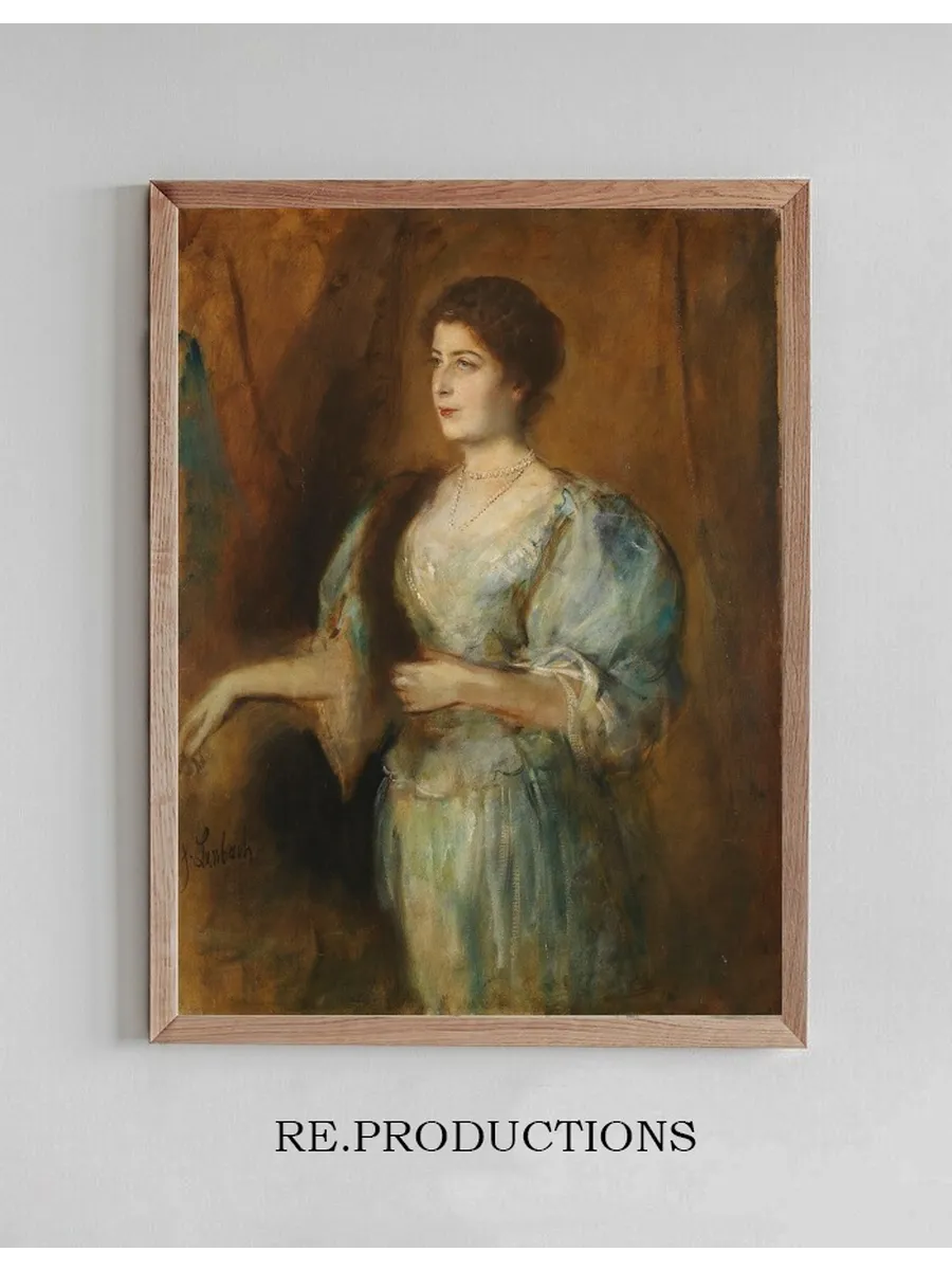 Portr T Einer Dame Mit Perlenkette Und Pelzstola