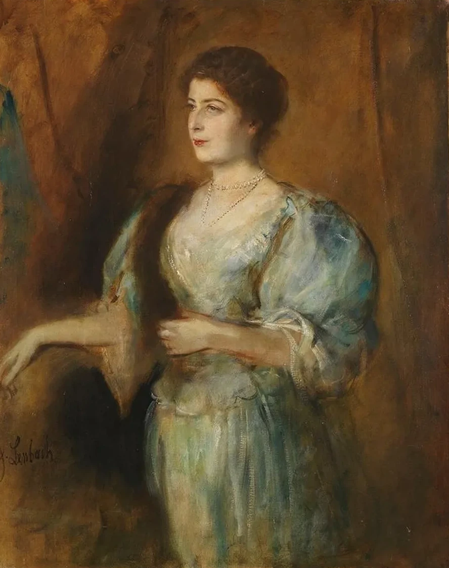 Portr T Einer Dame Mit Perlenkette Und Pelzstola