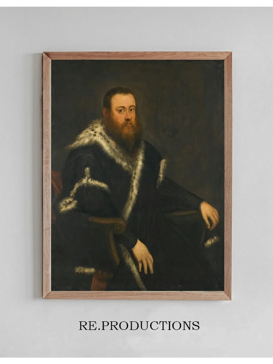 Portrait Of A Bearded Man In A Black Robe With Fur