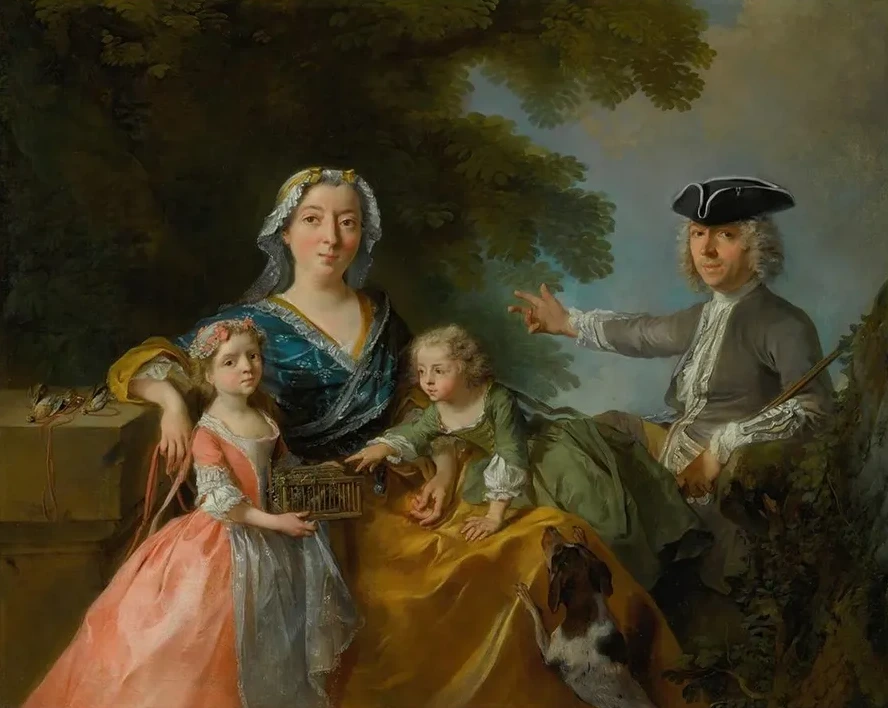 Portrait Of A Family, Traditionally IdentifiedAs Mr. And Mrs. Saint - Martin With Their Two Children In A Landsc