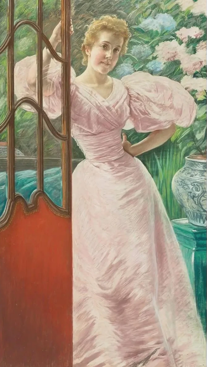 Portrait Of A Young Woman In A Conservatory
