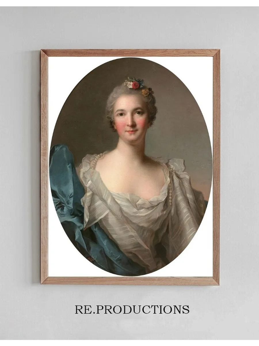 Portrait D Une Dame de Qualit la Robe Blanche et Au Drap Bleu
