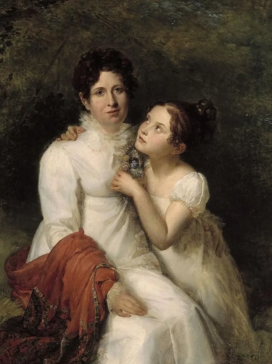 Portrait de Madame Bauquin Du Boulay et de sa ni ce Mademoiselle Bauquin de La Souche