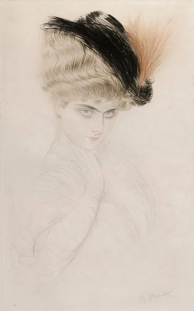 Portrait de Femme Au Chapeau Plumes