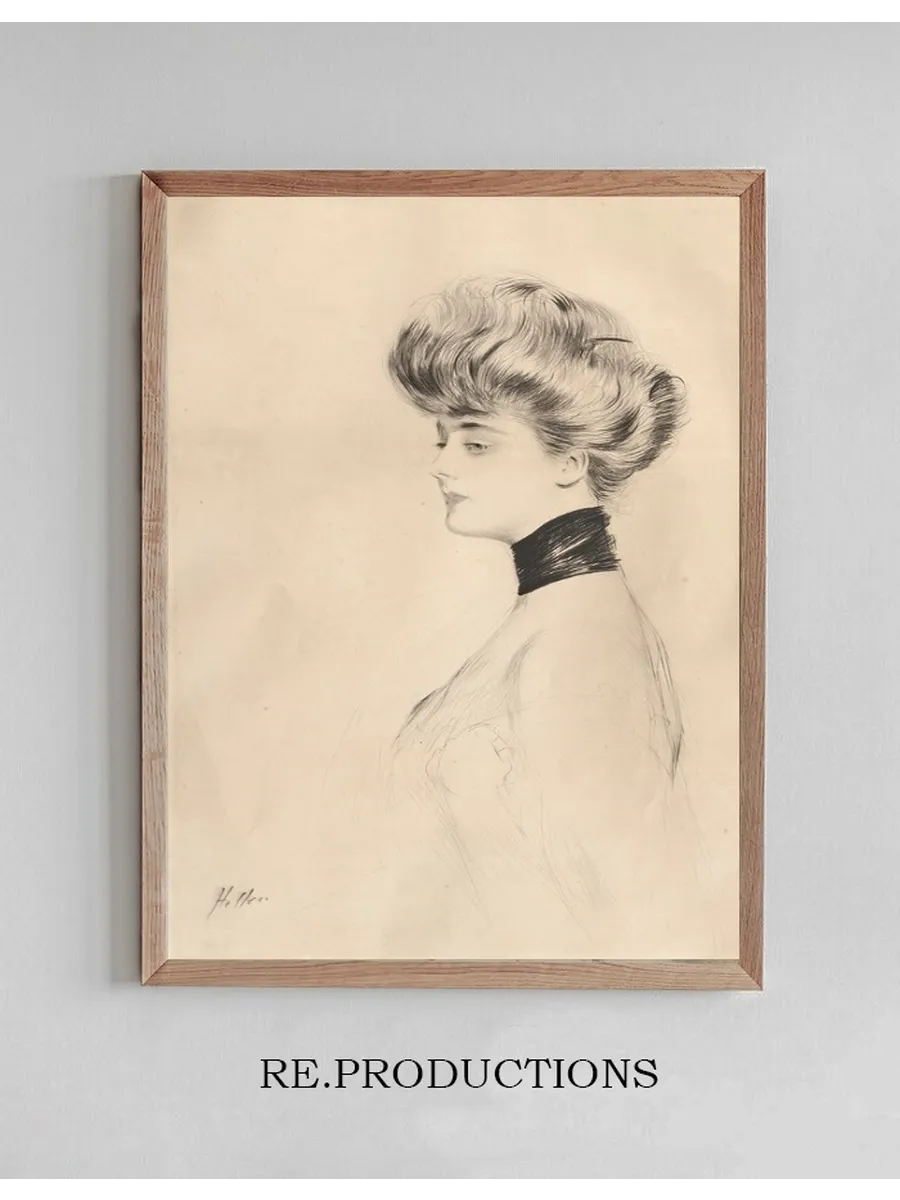 Portrait de Femme Avec Un Tour de Cou Noir