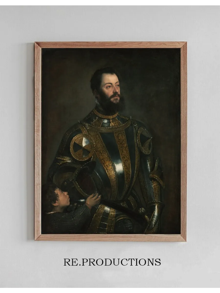 Portrait of Alfonso D Avalos, Marchese del Vasto, in Armor with a Page