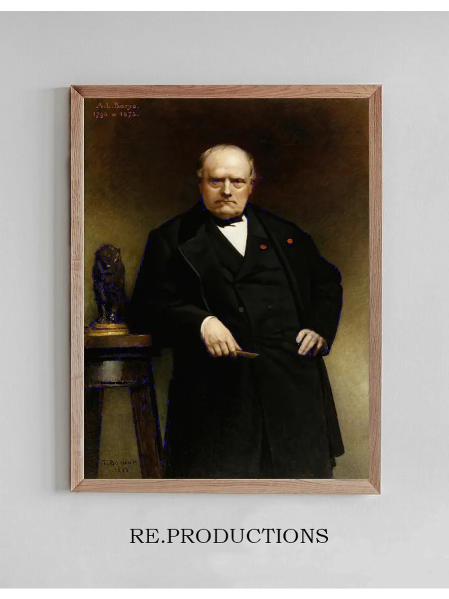 Portrait of Barye with a Wax Model of Seated Lion