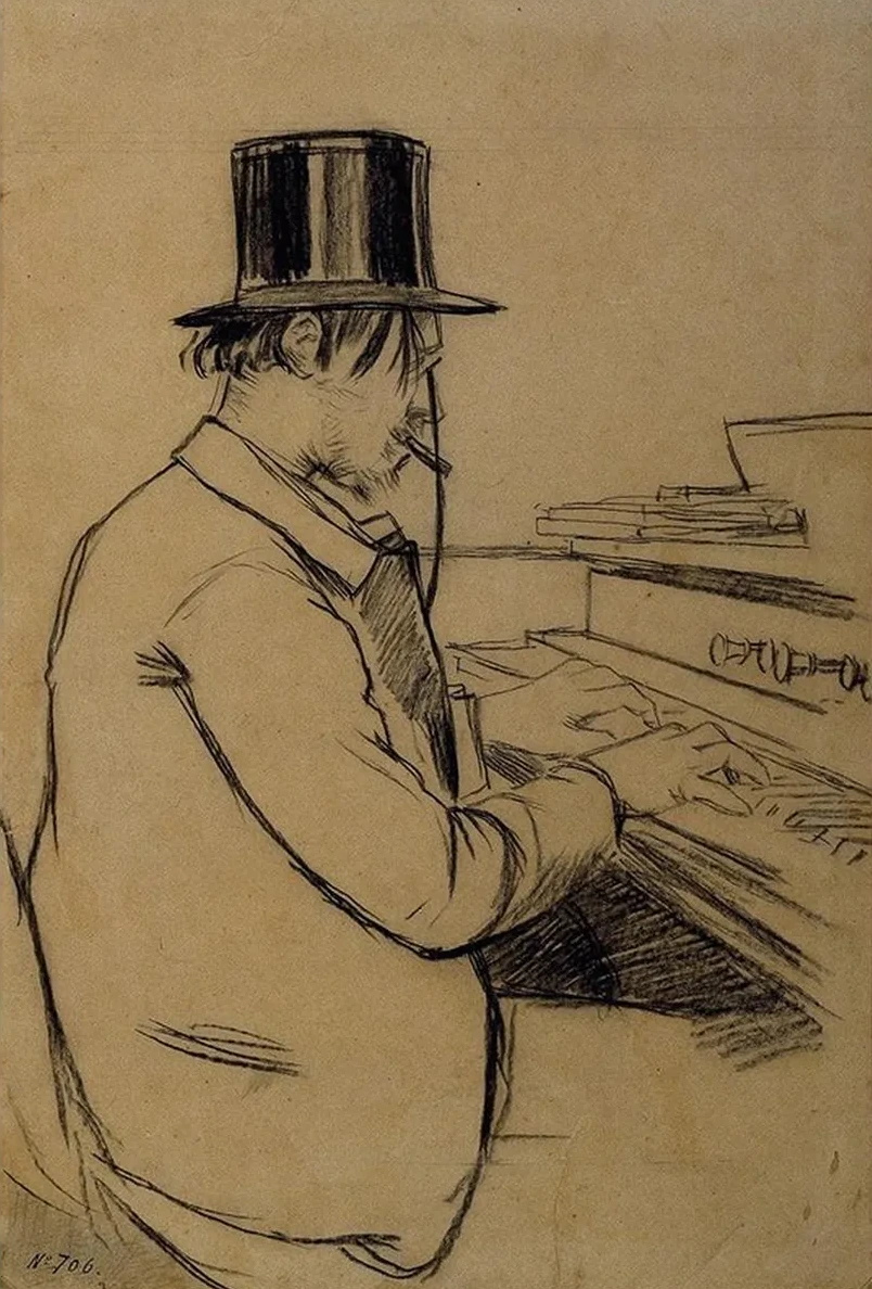 Portrait of Erik Satie Playing the Harmonium