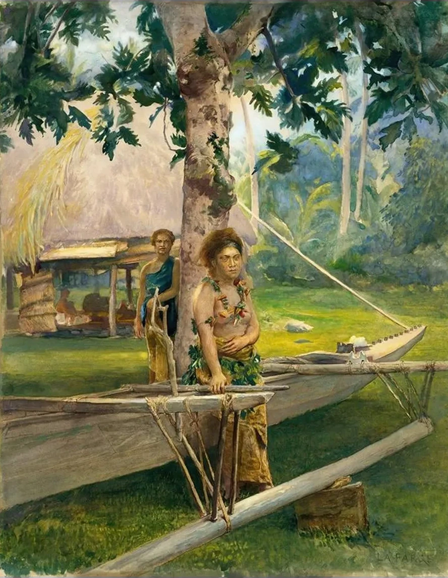 Portrait of Faase, the Taupo, or Official Virgin, of Fagaloa Bay, and Her Duenna, Samoa
