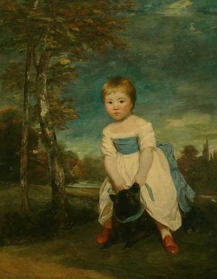 Portrait of Master William Cavendish, Standing Astride a Black Dog, in a Landscape