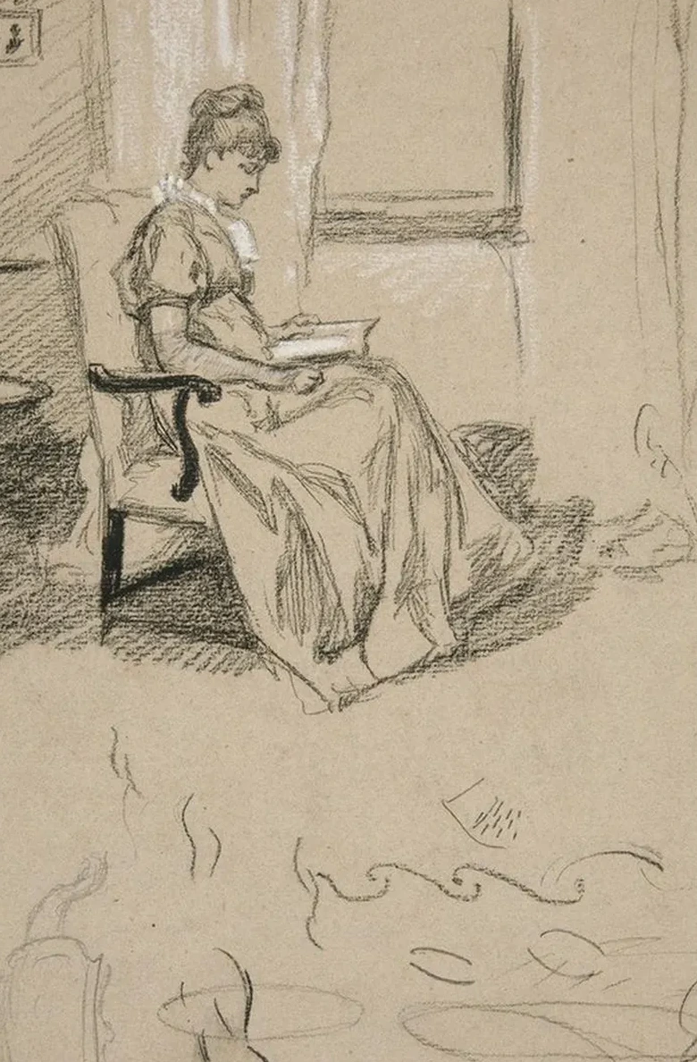 Portrait of Mrs. Abbey,reading