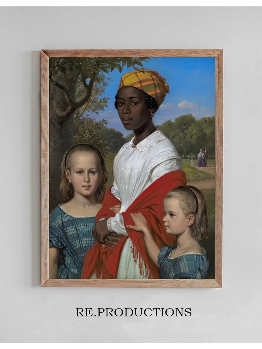 Portrait of Otto Marstrand's Two Daughters and Their West - Indian Nanny, Justina Antoine, in the Frederiksberg