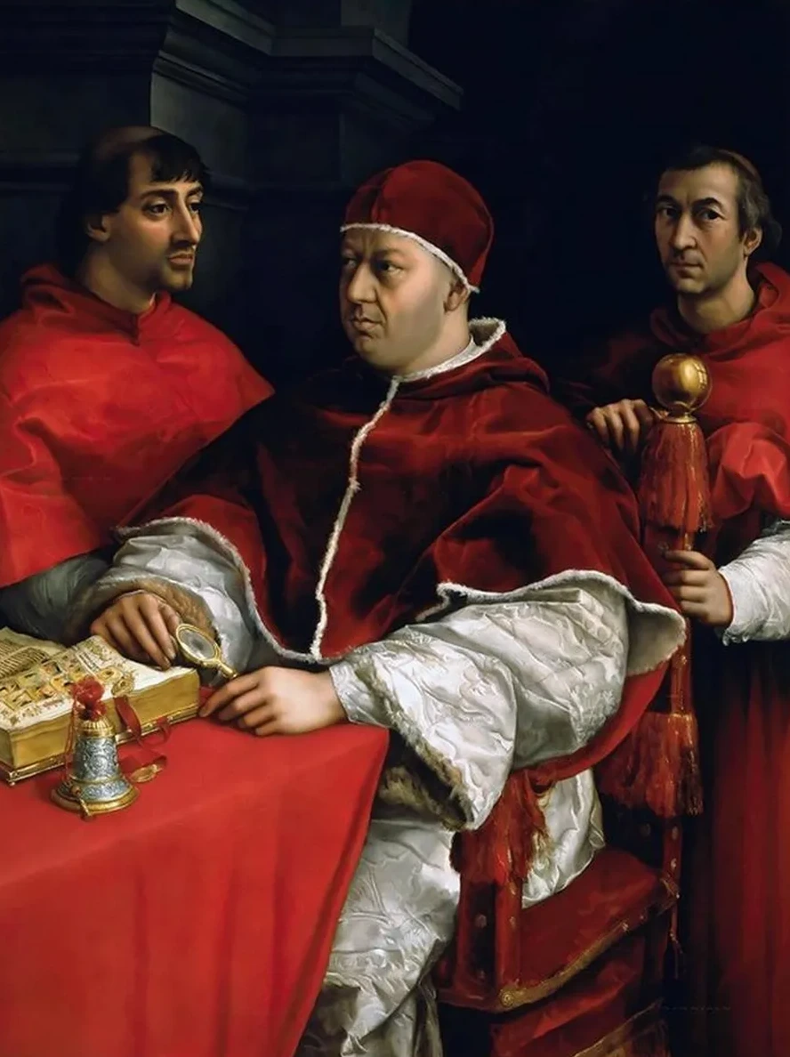 Portrait of Pope Leo X with Cardinals Giulio de Medici and Luigi de Rossi