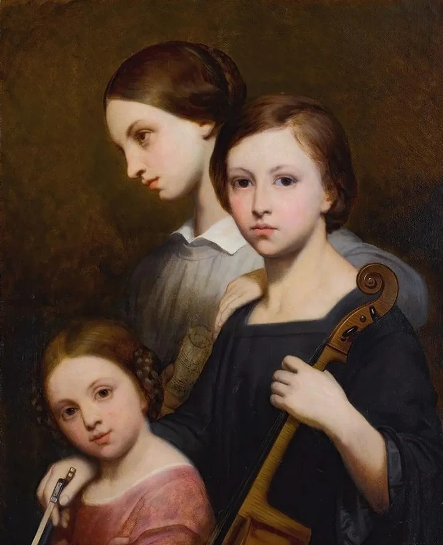 Portrait of Ren, C cile and Louise Franchomme