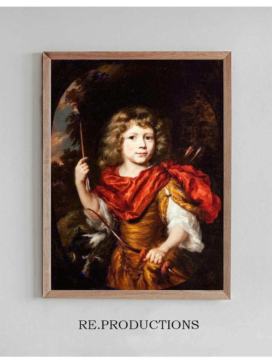 Portrait of a Boy with a Bow and a Dog (Amor)