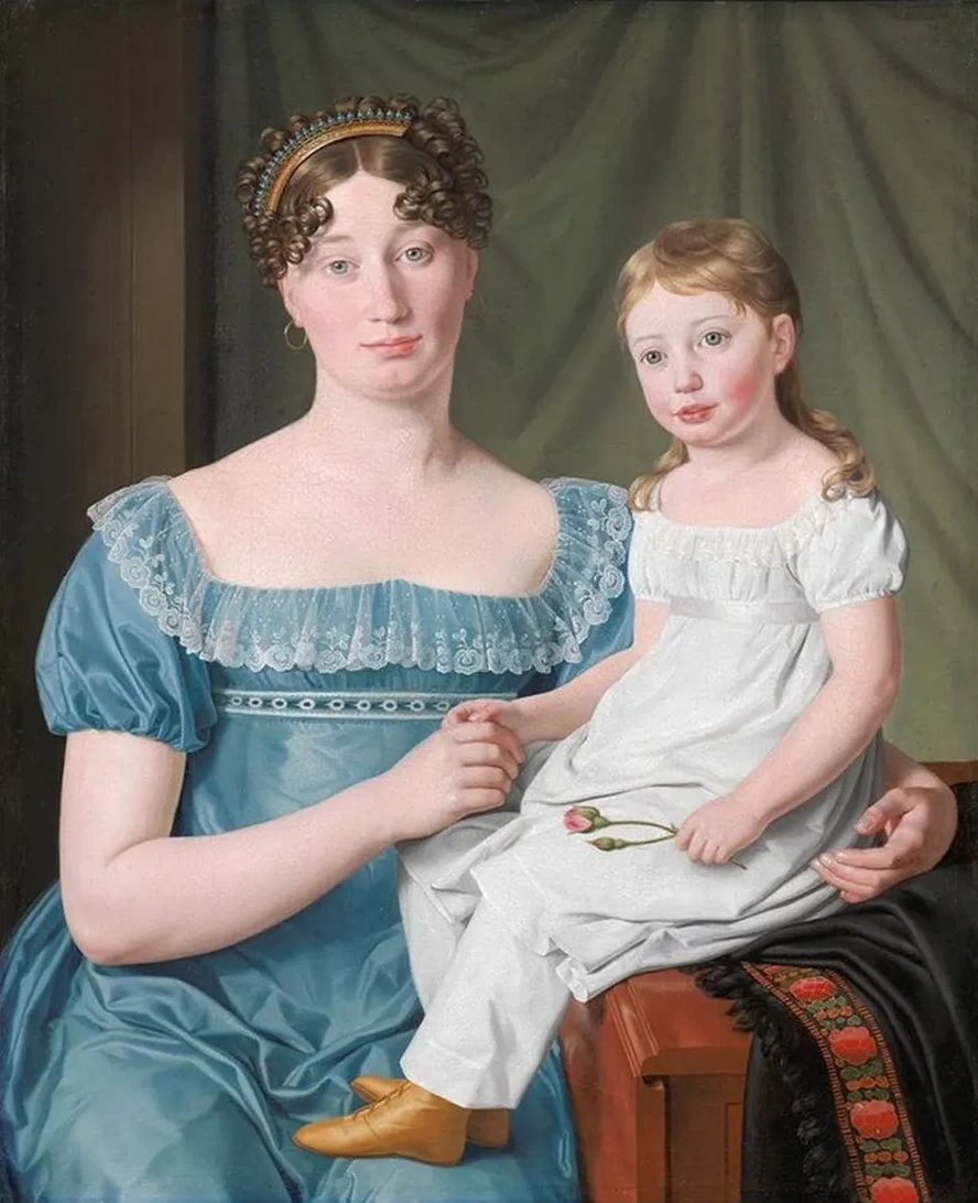 Portrait of a Noblewoman Sophie Hedvig L venskiold and her Three - Year - Old Daughter