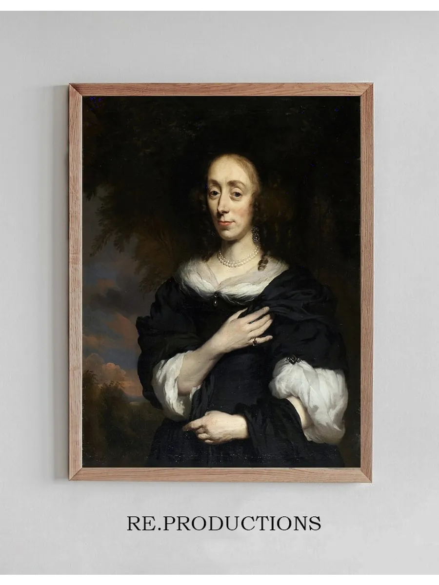 Portrait of a Woman Wearing a Black Dress