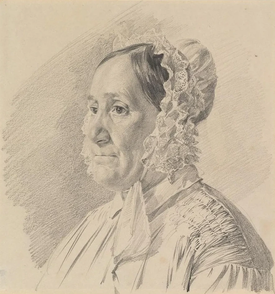 Portrait of a Woman in a Lace Bonnet, in Three - Quarter Profile to the Left