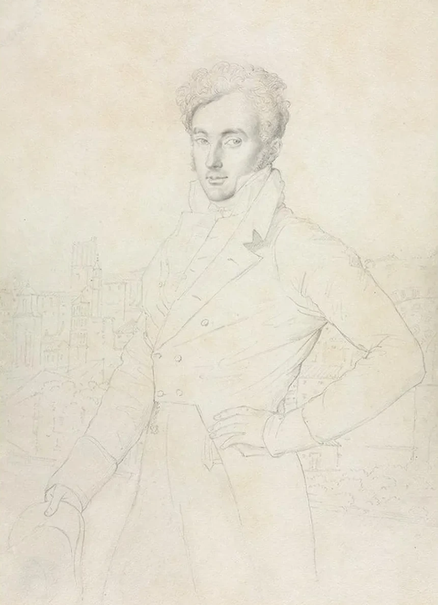 Portrait of a Young Man Standing on the Quirinal with the Turris Comitum in the Background