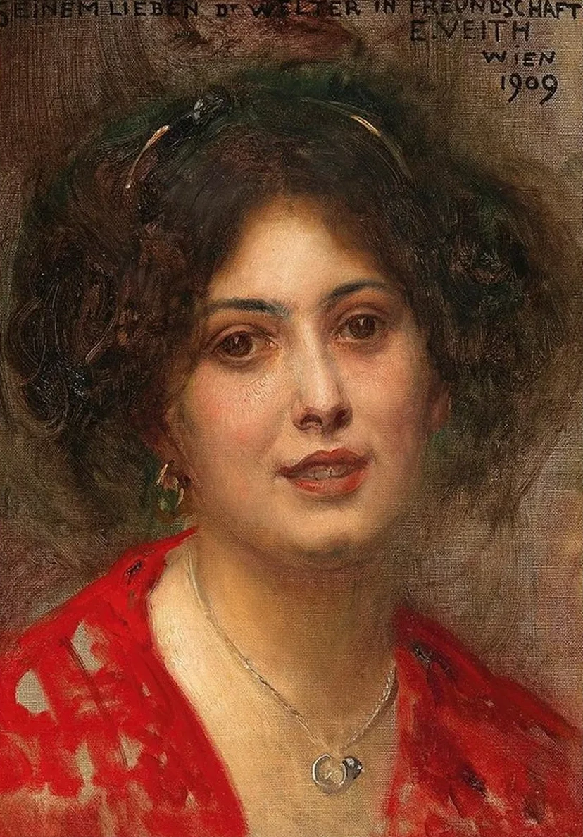 Portrait of a Young Woman in a Red Dress