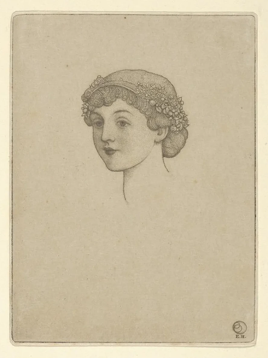 Portrait of a Girl's Head with Flowers in Her Hair