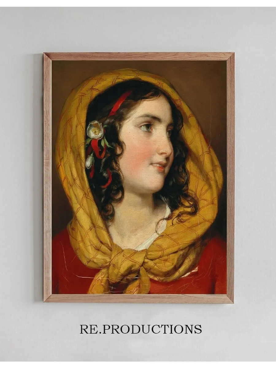 Portrait of a Girl with a Red Hairband and a Yellow Headscarf