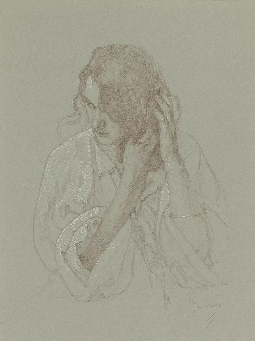 Portrait of a Girl with Hands in Hair