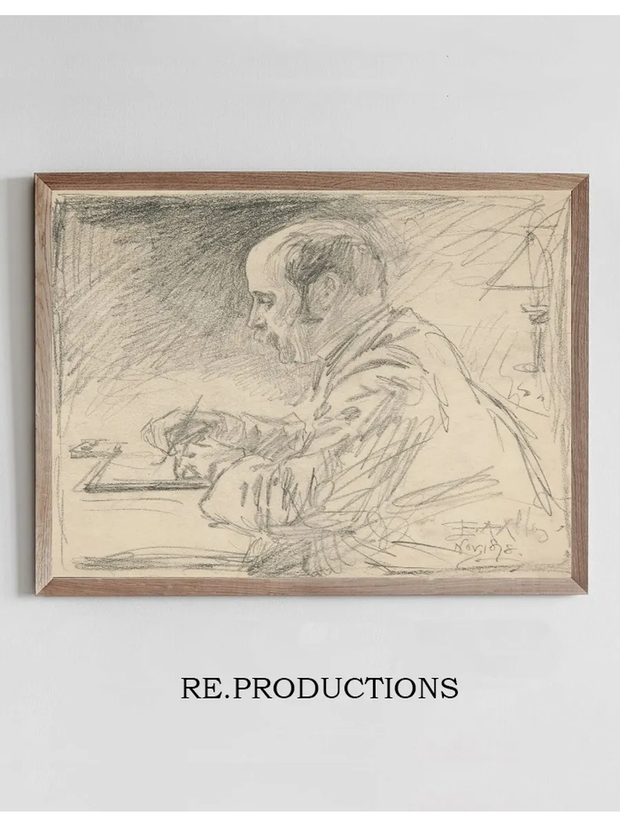 Portrait of a Man, Left Profile, Writing Atdesk
