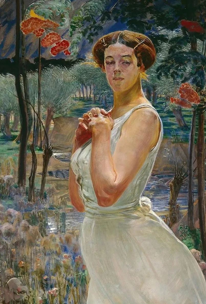 Portrait of a Woman Against a Rowanberry Grove