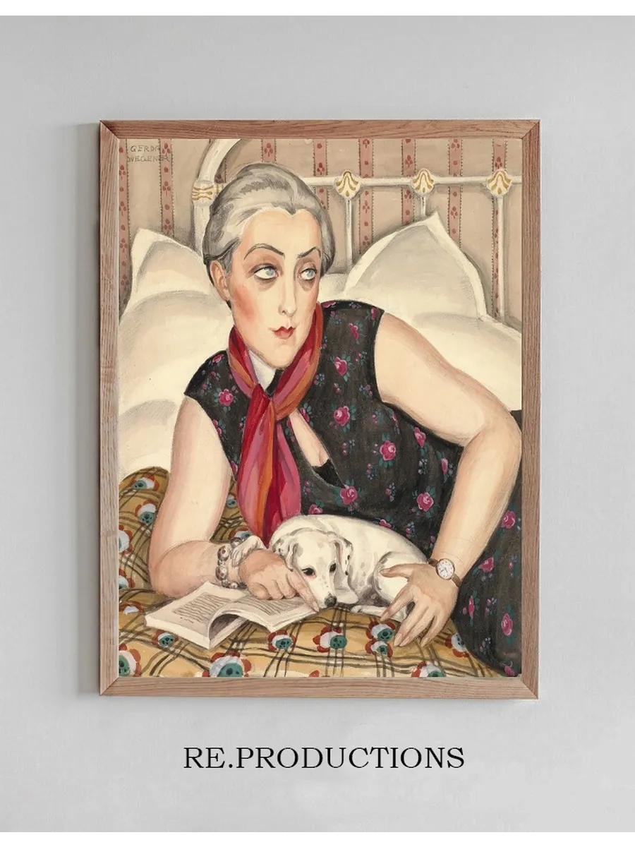 Portrait of a Woman Reading with a Dog
