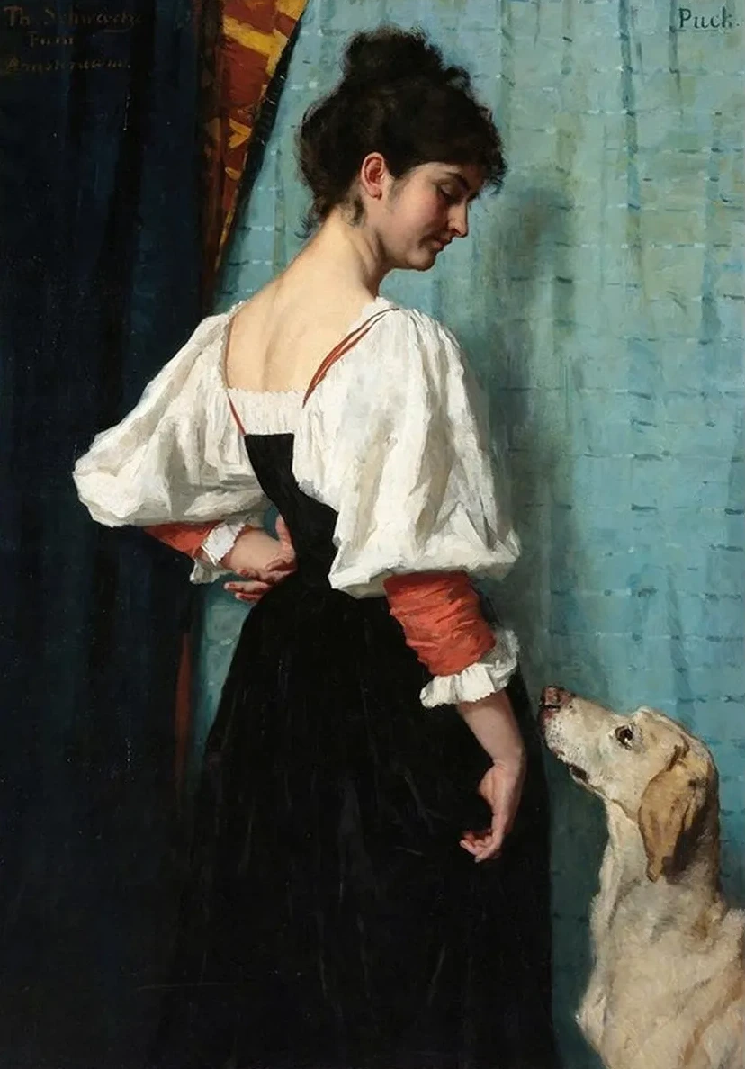 Portrait of a Young Woman with Puck the Dog