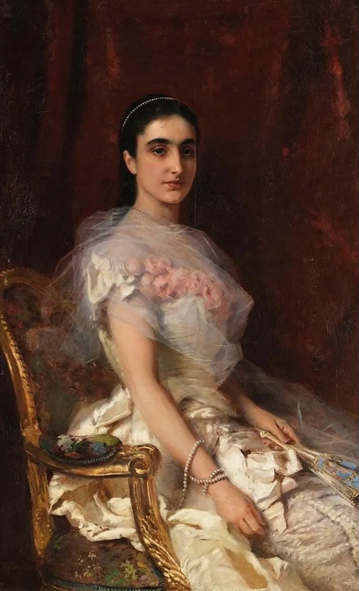 Portrait of an Elegant Lady with a Fan