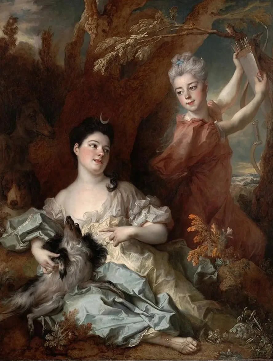 Portrait of the Comtesse de Montsoreau and Her Sister as Diana and an Attendant