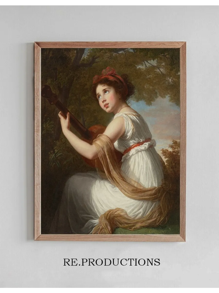 Portrait of the Artist's Daughter, Jeanne - Julie - Louise le Brun (1780 - 1819), Playing a Guitar
