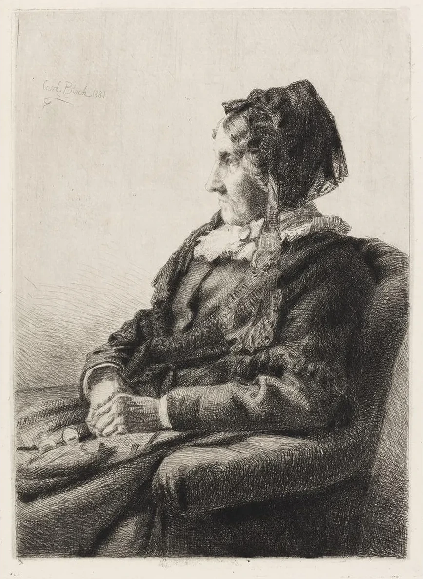 Portrait of the Artist's Mother, Mrs. Ida Emilie Ulrikke Henriette Bloch, N E Weitzmann