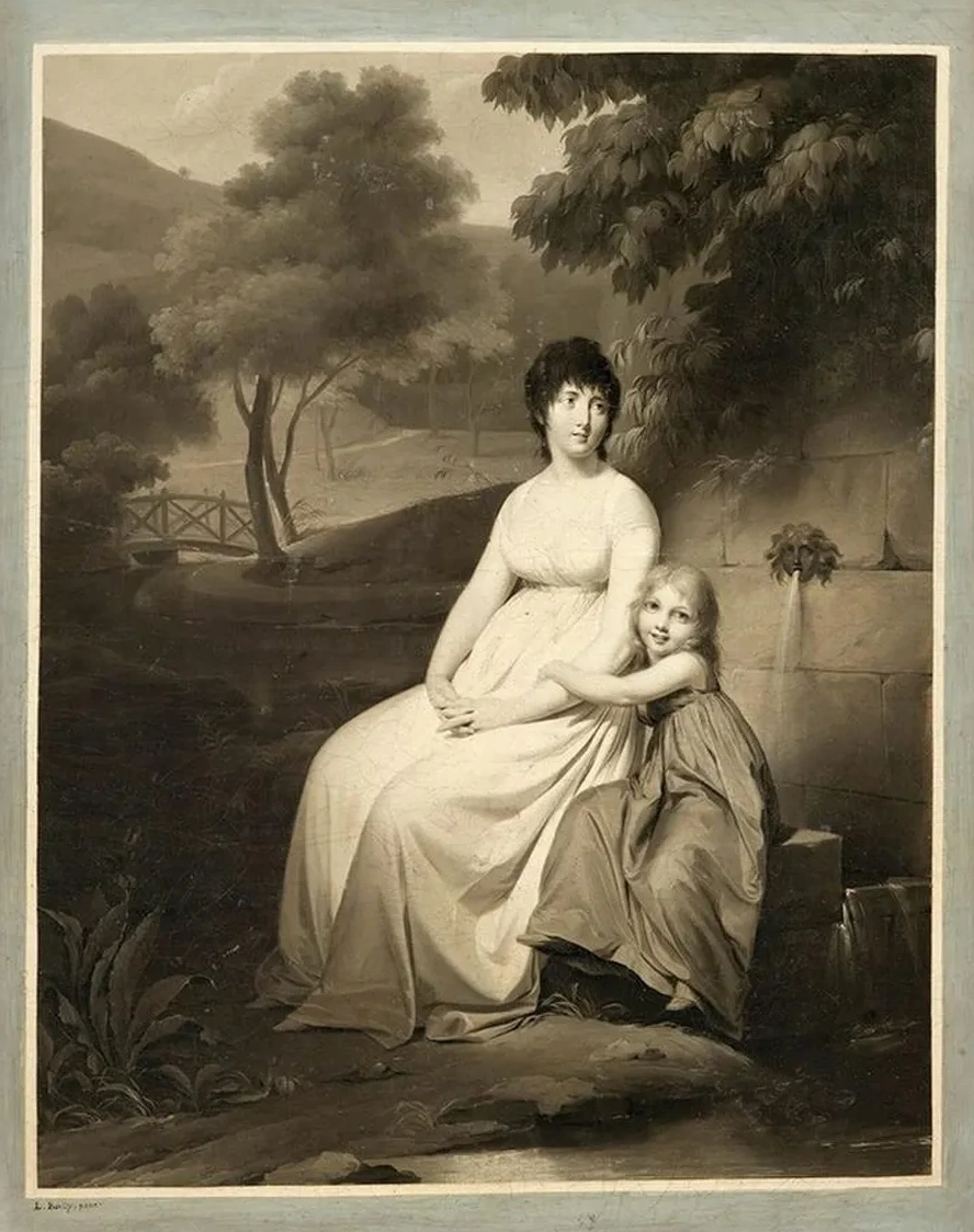 Portrait Said to Be of Mrs Tallien and Her Daughter in a Park