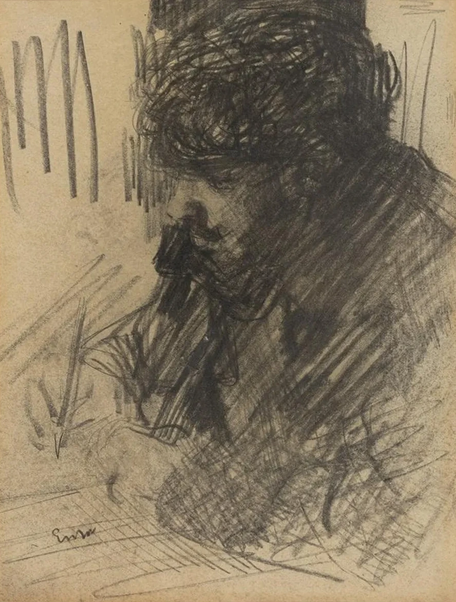 Portret van Dario de Regoyos Schrijvende