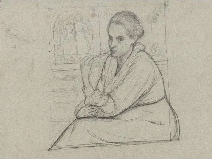 Portret van Henri Tte Roland Holst - van Der Schalk, Zittend Bij Een Voorstelling Met Twee Meisjes